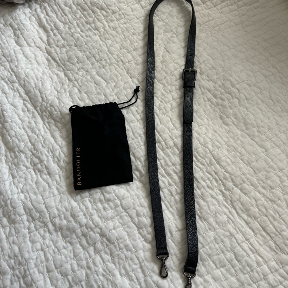 Bandolier Leather Crossbody Strap only  - Black/Pewter NWOT